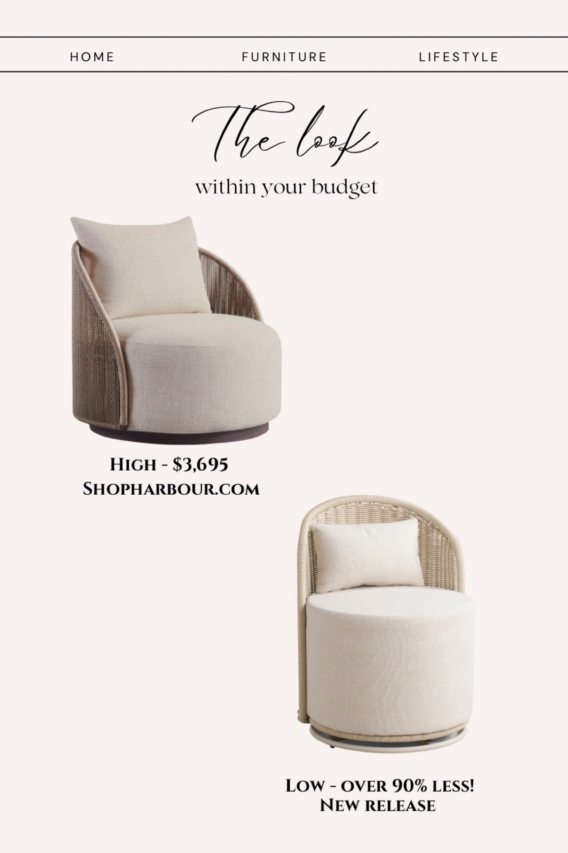 Designer dupe furniture