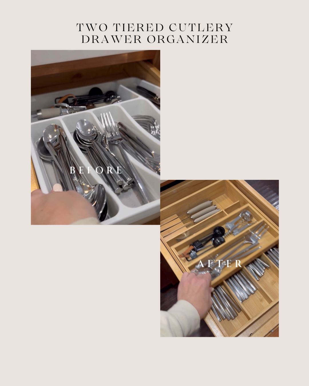 Two Tiered Cutlery Drawer Organizer